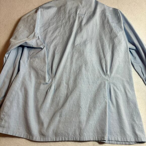 VTG Corporate Woman Collared Hidden Button Up Womens Shirt Blue Size 12 Cotton - Picture 5 of 5